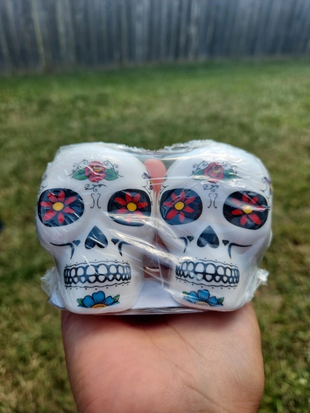 Decorative White Sugar Skull Salt & Pepper Shaker Set